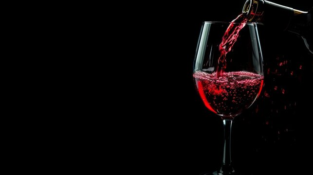 red wine in a glass with long stem in the dark generative ai