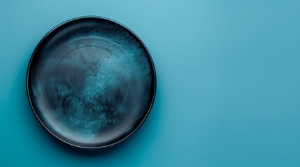 dark colored empty round plate generative ai