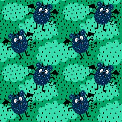 Halloween cartoon monsters seamless bats pattern for wrapping paper and fabrics and kids clothes print and festive