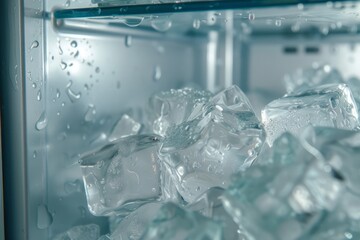 Ice Cubes Inside Freezer