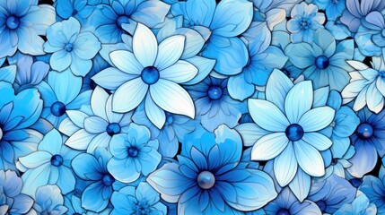  Background with different flowers in Azure color