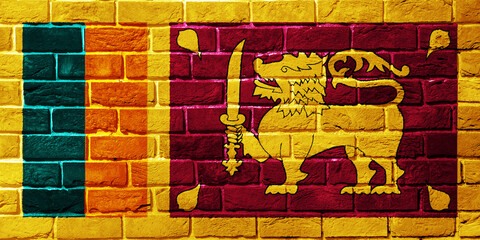 Flag of Democratic Socialist Republic of Sri Lanka on a textured background. Concept collage.