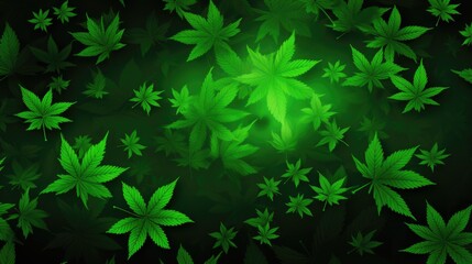 Background with Lime Green marijuana leaves.