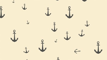 Background with minimalist illustrations of anchors in Cream color