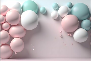 Minimal abstract product background with balloons. 3D rendering