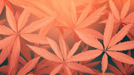 Background with Peach marijuana leaves.