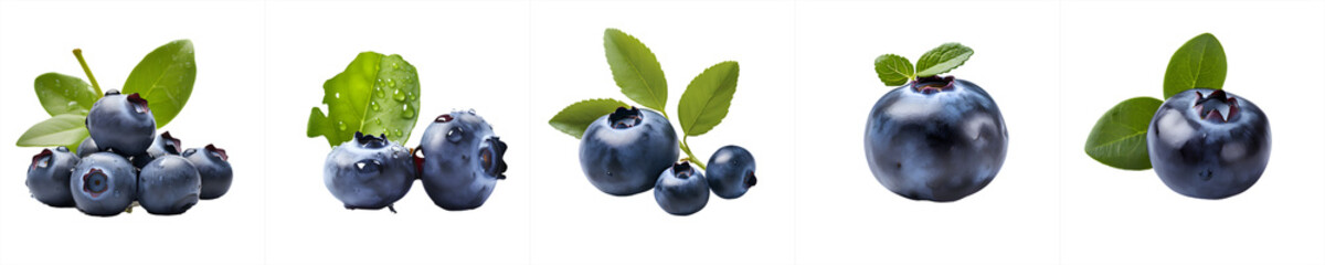 blueberries collection isolated on transparent background