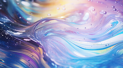 Abstrakcyjne pastelowe tło z falami wody - farba akrylowa błękitna na płótnie. Sztuka nowoczesna. Przepływ komórek - obrazy, fototapety, plakaty