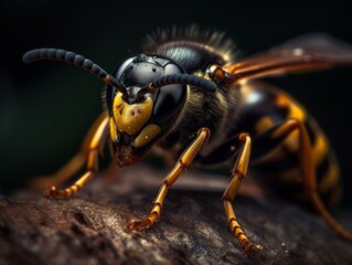 Close-Up of a Wasp with Detailed Textures and Vivid Colors