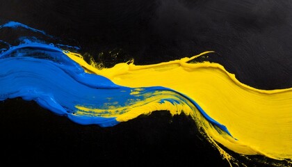 blue and yellow flowing over a black surface