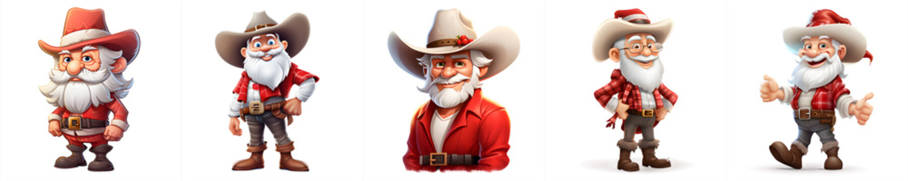 cowboy christmas collection, isolated on transparent background
