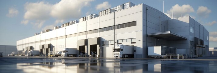 Logistic Hub: Realistic 3D Rendering of a Large Warehouse and Transport Station for Efficient Delivery and Storage Solutions