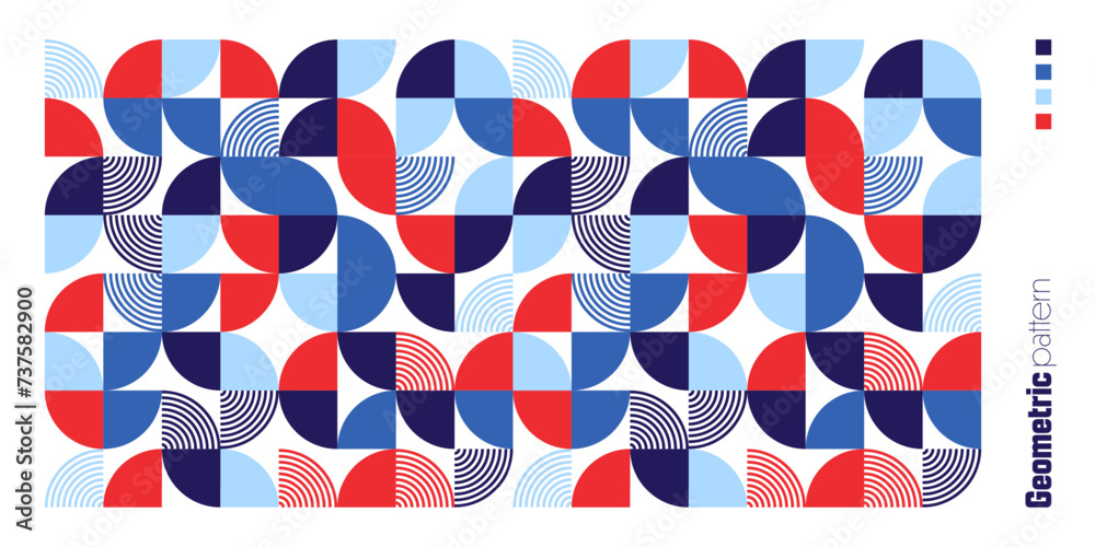 Wall mural geometric trendy pattern. modern colorful background with simple elements. retro texture with basic 