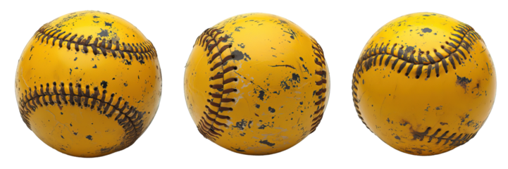yellow baseball ball isolated on transparent background ,generative ai