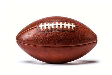 Classic Brown Leather American Football Ball Isolated on White Background with Shadows
