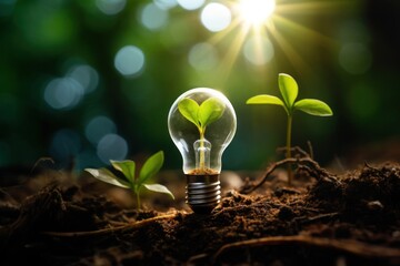 Plant Growing Inside a Light Bulb Generative AI - obrazy, fototapety, plakaty