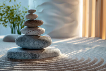 Fondo Zen relax con curvas suaves, centro de Yoga y Masajes Relajantes  - obrazy, fototapety, plakaty