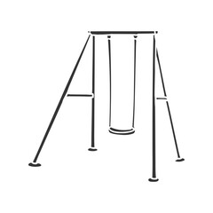 Swing Playground Icon Silhouette Illustration. Children Vector Graphic Pictogram Symbol Clip Art. Doodle Sketch Black Sign.