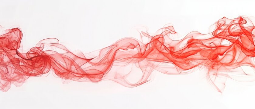 swirling movement of red smoke group, abstract line Isolated on white background