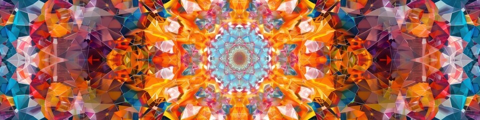 Colorful abstract kaleidoscope geometric pattern. Background for technological processes, science, presentations, education, etc