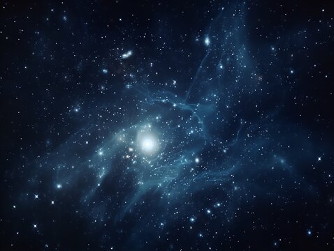 A mesmerizing blue and white nebula swirls amongst the stars, as the majestic gallery arcturus stands tall in the endless expanse of the galaxy
