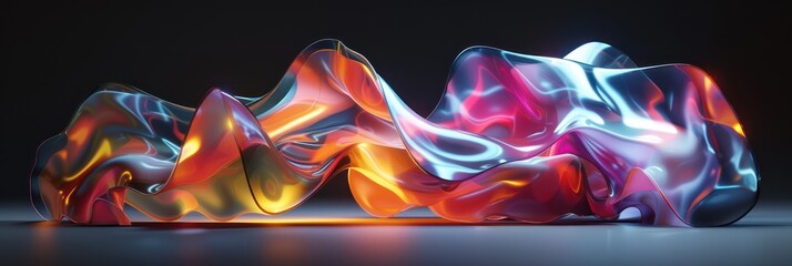 Fluid abstract art with vibrant gradient waves. Background for technological processes, science, presentations, education, etc