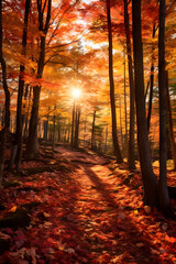 The Woodlands Embrace Autumn: An Ethereal Display of Fall Colors in the Forest