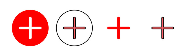 Plus Icon set illustration. Add plus sign and symbol