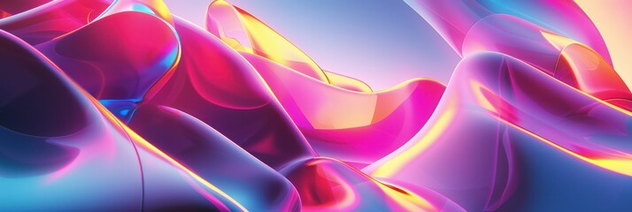 Vibrant flowing fabric with colorful abstract waves and silk texture. Background for technological processes, science, presentations, education, etc