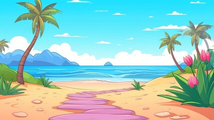 Fototapeta na wymiar cartoon illustration beach vacation background