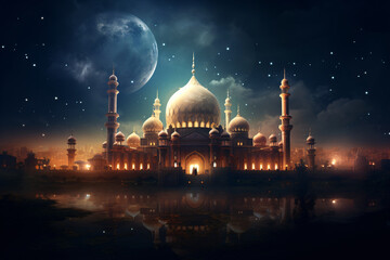 Naklejka premium mosque at night