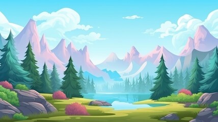 weird mountains range for ui game, sweet cartoon landscape,