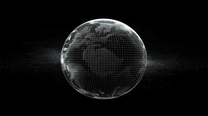 Abstract digital art representing global connectivity with illuminated network nodes and lines across a stylized world map.