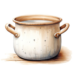 Watercolor Painting of White Ceramic Pot