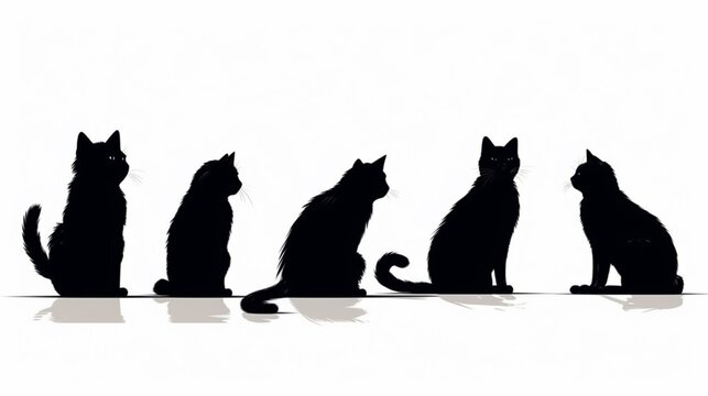 Une collection lgante de silhouettes de chats vectorie Ai Generative