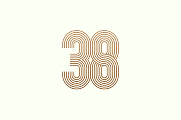 Number 38 Logo. Monogram Number 38 logo multi line style. usable for business logos and anniversary. flat design logo template. vector illustration	