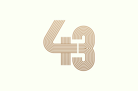 Number 43 Logo. Monogram Number 43 logo multi line style. usable for business logos and anniversary. flat design logo template. vector illustration	