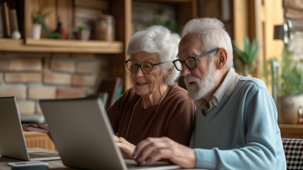 digital adaptability: senior couple in tech session