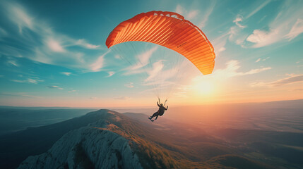 paragliding in the sunset