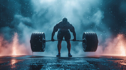 empowering weightlifting determination - obrazy, fototapety, plakaty