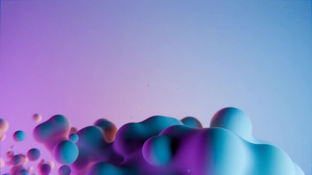 Abstract lava lamp like blob animation, smooth 3d shapes animated backdrop, floating particles, 4k seamless loop