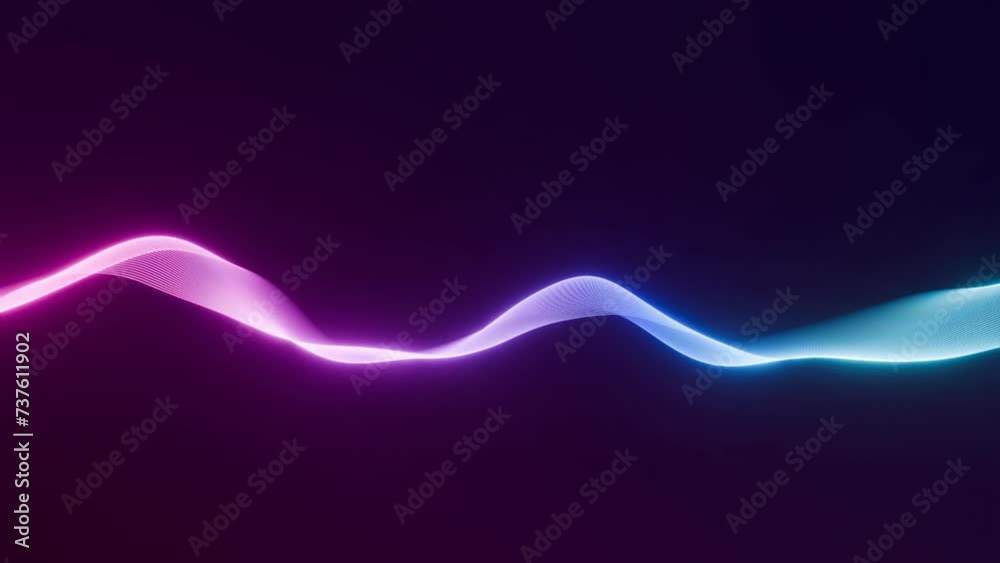 Wall mural abstract colorful futuristic animated wave lines background, 4k seamless loop backdrop video as tech