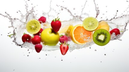 Juicy Citrus Fruit Splash in Studio with Colorful Berry Variation	

