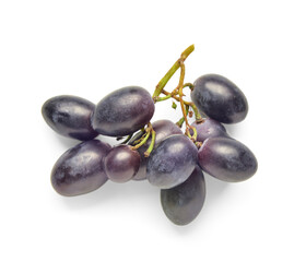 Sweet black grapes on white background