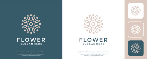 Fototapeta na wymiar Abstract elegant flower logo icon design. Universal creative premium symbol.