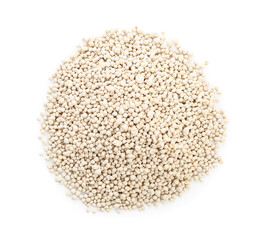 Pile of granular fertilizer isolated on white background