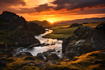 Fototapeta na wymiar Incredible Landscape Shot at Sunset: Serenity, Freedom, and Textures by FH Photography.