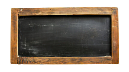Empty black chalkboard with wooden frame, cut out - stock png.