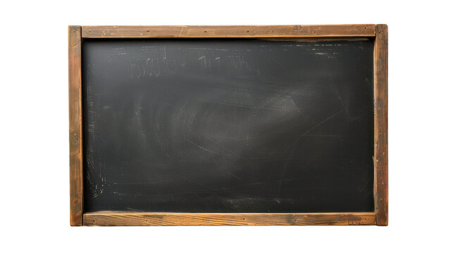 Empty black chalkboard with wooden frame background on transparent background