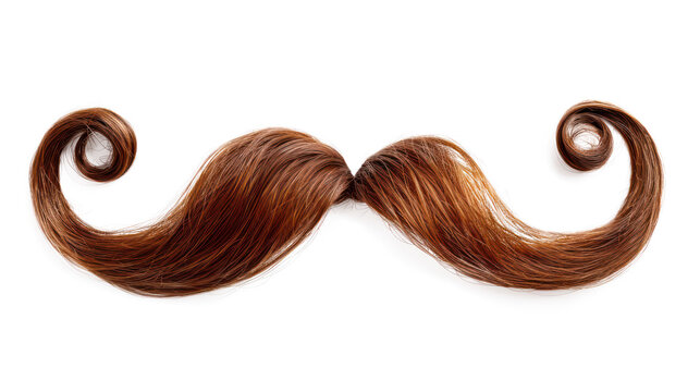 Elegant curly mustache with vintage barber style, cut out - stock png.